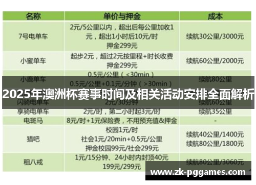 2025年澳洲杯赛事时间及相关活动安排全面解析